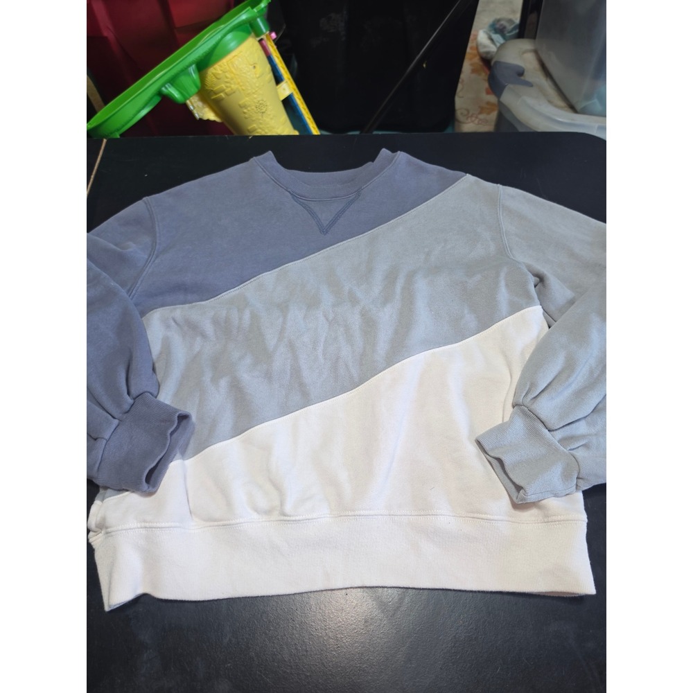 Abercrombie & Fitch Soft A&F Blue Grey White Colorblock Sweatshirt XS